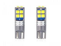 Set becuri auto cu LED CANBUS T10 W5W 10 SMD Alb 12/24V AVX-AM02447