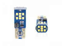 Set becuri auto cu LED CANBUS UltraBright T10 W5W 21 SMD Alb 12V/24V AVX-AM02445