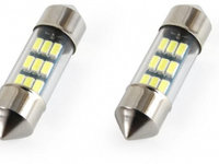 Set becuri auto cu LED sofit compatibil C5W 9 SMD 31mm Alb 12V destinat competitiilor auto sau off-road