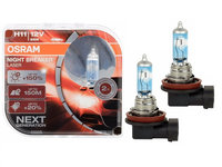 Set becuri auto OSRAM H11 12V, 55W, Night Breaker Laser, 1350lm, cu pana 150% mai multa lumina, culoare temperatura 3750K, PGJ19-2, 64211NLHCB