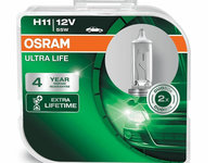 Set becuri auto OSRAM H11 12V, 55W, Ultralife, PGJ19-2, 64211ULTHCB, 2 buc.