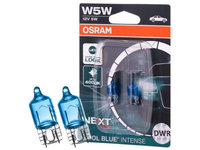 Set becuri auto W5W OSRAM 2825CBN02B 12V, 5W, COOL BLUE INTENSE (NextGen), cu pana 100% mai multa lumina, albastru, W2.1x9.5d, Omologare: ECE, pana la 750 ore, Fascicul luminos [lm]:50, Culoare temperatura [K]:5000,