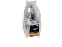 Set becuri rezerva PHILIPS 99ZK071P, 12V, premium, 30% mai multa lumina, cpl.: H7, H1, P21W, PY21W, P21/5W, R5W, W5W, 3 sigurante, ECE