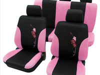 Set complet huse scaune universale (fata-spate) roz Flower PETEX
