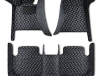 Set covoare Premium Lux piele eco Mercedes-Benz C CLASS W205 2014-2020 negru cusatura bej