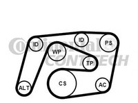 Set curea transmisie cu caneluri MERCEDES-BENZ C-CLASS (W204) - OEM - CONTITECH: 6PK2260K1 - W02296406 - LIVRARE DIN STOC in 24 ore!!!