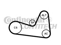 Set curea transmisie cu caneluri RENAULT CLIO II caroserie (SB0/1/2_) - OEM - CONTITECH: 6PK1200K1 - W02098691 - LIVRARE DIN STOC in 24 ore!!!