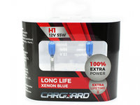 Set de 2 becuri Halogen H1 +100% Intensitate - LONG LIFE - CARGUARD BHA021