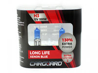 Set de 2 becuri Halogen H3 100W 130 Intensitate - LONG LIFE - CARGUARD BHA032 CARGUARD