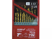 Set de burghie pentru metal hss+cobalt+tin, 25buc, 135°