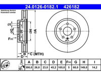 Set discuri frana fata ATE, Chevrolet Trax, 12.2012-, Opel Mokka / Mokka X (J13), 06.2012-, Fata, puntea fata