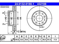 Set discuri frana fata ATE, Citroen Jumper, 04.2006-, Fiat Ducato (250/290), 2006-, Peugeot Boxer 04.2006-, Fata, puntea fata