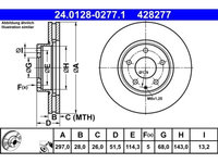 Set discuri frana fata ATE, Mazda 6 Combi (Gj, Gl), 08.12-, 6 Sedan (Gj, Gl), 12.2012-, Cx-5 (Ke, Gh), 11.2011-02.2017, Fata, puntea fata