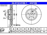 Set discuri frana fata ATE, Mercedes Vito (W447), 10.2014-, Clasa V (W447), 03.2014-, Fata, puntea fata