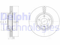 Set discuri frana fata DELPHI, Audi A4 (B8), 08.07-12.2015, A4 Allroad (8kh, B8), 04.2009-05.16, A4 Avant (B8), 11.07-12.2015, A5, 2007-2017, Q5 (8rb), 11.2008-12.2017, Fata, Pt. numar PR : 1LA, puntea fata