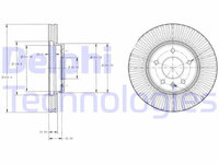 Set discuri frana fata DELPHI, Chevrolet Captiva (C100, C140), 06.06-, Opel Antara (L07), 05.06-, Fata, puntea fata