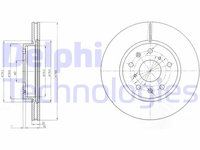 Set discuri frana fata DELPHI, Fiat Sedici (Fy ), 06.06-10.14, Mitsubishi L 300 III Bus, 08.1986-12.2013, Suzuki Sx4 (Ey, Gy), 06.06-, Sx4 Limuzina (Gy, Rw), 10.2007-, Fata, puntea fata