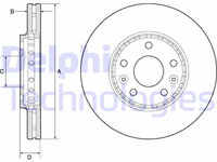 Set discuri frana fata DELPHI, Fiat Talento (296 ), 06.2016-, Opel Vivaro B (X82), 06.2014-, Vivaro B (X82), 06.2014-, Renault Trafic III, 05.2014-, Fata, puntea fata