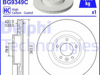 Set discuri frana fata DELPHI, Land Rover Discovery V (L462), 09.2016-, Range Rover IV (L405), 08.12-, Fata, puntea fata