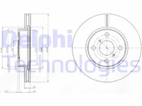 Set discuri frana fata DELPHI, Toyota Yaris P9/P13, 2005-, Fata, Tara productie vehicul : Franta, puntea fata