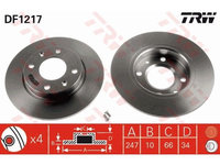 Set discuri frana fata TRW Citroen C15 1984-2006 Saxo 1996-2004 Visa 1978-1991 Zx (N2) Peugeot 106 1991-2005 Peugeot 205 1983-2000 Peugeot 206 1998-2012 Peugeot 306 04.1993-2003 Peugeot 309 1985-1993 405 1987-1999 Fata