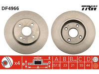 Set discuri frana fata TRW, Mazda 2 (De , Dh ), 07.2007-06.2015, Fata, puntea fata