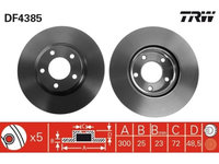 Set discuri frana fata TRW, Mazda 3 (Bk), 10.2003-12.2009, Mazda 3 (BK, BL), 1999-09.2014, Mazda 5 (Cr19), 02.2005-12.2010, Mazda 5 (Cw), 06.2010-, Fata, puntea fata