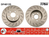 Set discuri frana fata TRW, Mercedes Clasa C (W204), 01.2007-01.2015, Clasa C Cupe (C204), 01.2011-, Clasa C T-Model (S204), 08.07-08.2014, Fata, puntea fata, Echipament vehicul : vehicule cu pache sport