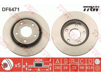 Set discuri frana fata TRW, Nissan Juke (F15), 06.2010-, Pulsar Liftback (C13), 08.12-, Fata, puntea fata