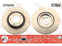 Set discuri frana fata TRW, Peugeot 308 II, 09.2013-, 308 Sw II, 03.2014-, Fata, puntea fata