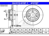 Set discuri frana Peugeot 508 1 (8d), 11.2010-12.2018, 508 Sw 1 (8e), 11.2010-12.2018, ATE 24011201971