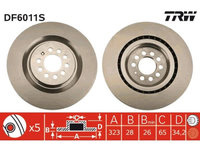 Set discuri frana Seat Leon (1m1), 11.1999-06.2006, parte montare Fata, TRW DF6011S