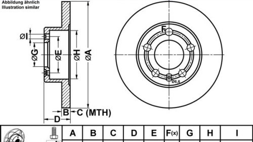 Set discuri frana spate ATE Audi A1 (8X) A2 A