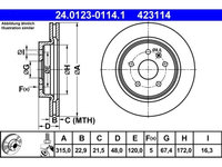 Set discuri frana spate ATE, Chevrolet Malibu (V300), 01.12-, Opel Insignia (G09), 2008-2017, Saab 9-5 (Ys3g), 01.2010-01.12, spate, puntea spate, Sistem de franare : 17&quot,