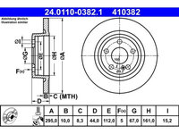 Set discuri frana spate ATE Mercedes Clasa A (W176) 06.2012-05.2018 Clasa B (W246 W242) 10.2011-12.2018 Cla Coupe (C117) 01.2013-03.19 Cla Shooting Brake (X117) 01.2015-03.19 Clasa GLA (X156) 12.2013- spate