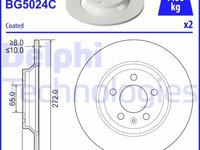 Set discuri frana spate DELPHI, Audi A1 Sportback (Gba), 07.2018-, VW Polo, 06.2017-, spate, puntea spate