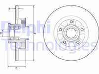 Set discuri frana spate DELPHI, Fiat Talento (296 ), 2016-, Opel Vivaro B (X82), 06.2014-, Renault Trafic III, 05.2014-, spate, puntea spate