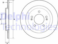 Set discuri frana spate DELPHI, Hyundai I30 (Gd), 06.11-, Kia Cee D Sportswagon (Jd), 09.2012-, Ceed (Jd), 05.2012-, Ceed Combi Van (Jd), 07.12-, Pro CeeD (Jd), 03.2013-, spate, puntea spate, Echipament vehicul : vehicul cu frana parcare electronica