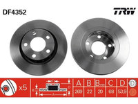 Set discuri frana spate TRW, Audi A6 (C5), 1997-2005, A6 Avant (C5), 1997-2005, VW Passat (B5/B6), 1996-2005, spate, puntea spate, Sistem de franare : hidraulic