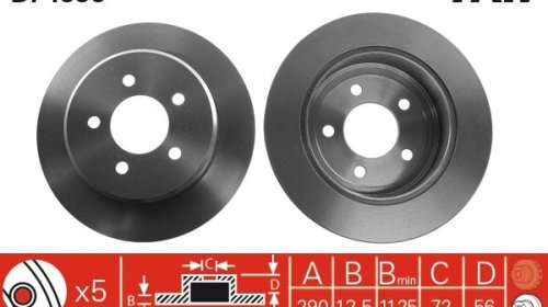 Set discuri frana spate TRW, Chrysler Voyager