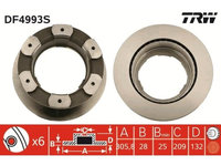 Set discuri frana spate TRW, IVeco Daily IV, 2006-2012, Daily V, 2011-2014, Daily Vi, 03.2014-, spate, puntea spate