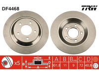 Set discuri frana spate TRW, Mazda 5 (Cr19), 02.05-12.2010, 5 (Cw), 06.10-, spate, puntea spate, Sistem de franare : 16&quot,