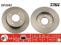 Set discuri frana spate TRW Nissan Almera II (N16) 2000- Bluebird (U13 U14) 09.1991-05.2002 Primera (P10) 06.1990-06.1996 Primera (P11) 1996-2002 Primera Traveller (Wp11) 06.1996-01.2002 spate