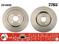 Set discuri frana spate TRW, Toyota Yaris (P13), 12.2010-, Yaris (P9), 01.2005-2014, spate, puntea spate