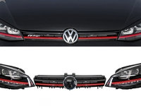 Set Faruri Dreapta + Stanga + Grila Am Volkswagen Golf 7 2012→ 3D LED R20 GTI Design