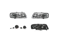 Set faruri tuning AUDI A3 (8L), 01.1996-04.2003, Taiwan, partea stanga+dreapta, pozitie pe LED,tip bec H1+H1, manual/electric, transparent, argintiu, fara motor,