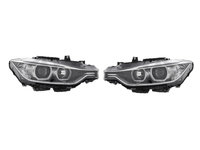 Set faruri tuning BMW Seria 3/Seria 3 GT (F30/31/34/35), 01.2012-12.2019, fata, stanga+dreapta, DEPO, numai pentru faruri cu halogen, cu lentile, cu &quot,lumina timp de zi&quot, tip LED, H7+H7+PY21W, electric, negru, cu motor, halogen, model COMBI, 