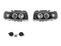 Set faruri tuning VW POLO (6N) Hatchback, 10.1994-08.1999, Taiwan, partea stanga+dreapta, tip bec H1+H1, manual, negru, transparent,