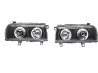 Set faruri tuning VW VENTO/JETTA (USA) (1H), 01.1992-10.1998, Taiwan, partea stanga+dreapta, cu lumina parcare fibra optica,tip bec H1+H1, manual/electric, negru, transparent, fara motor,