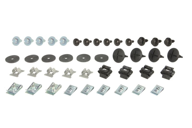 Set fixare scut motor Audi A6 (C5) 05.1997-05.2001/06.2001-01.2005, A6 (C6) 05.2004-10.2008/10.2008-03.2011, TT (8n) 10.1998-05.2006, set 42 buc, fixare scut sub motor, 4A0805121, 4A0805121C, 4A0805137, 4A0805163, N90168602